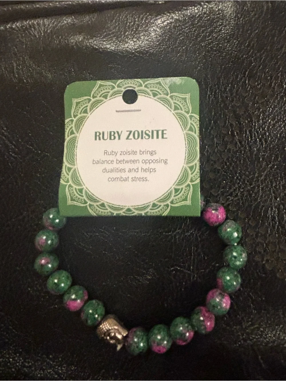 Ruby Zoisite Beaded Stretch Bracelet - Green & Pink